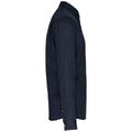 Navy - Side - Spasso Mens Linen Long-Sleeved Shirt