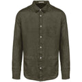 Organic Khaki - Front - Spasso Mens Linen Long-Sleeved Shirt