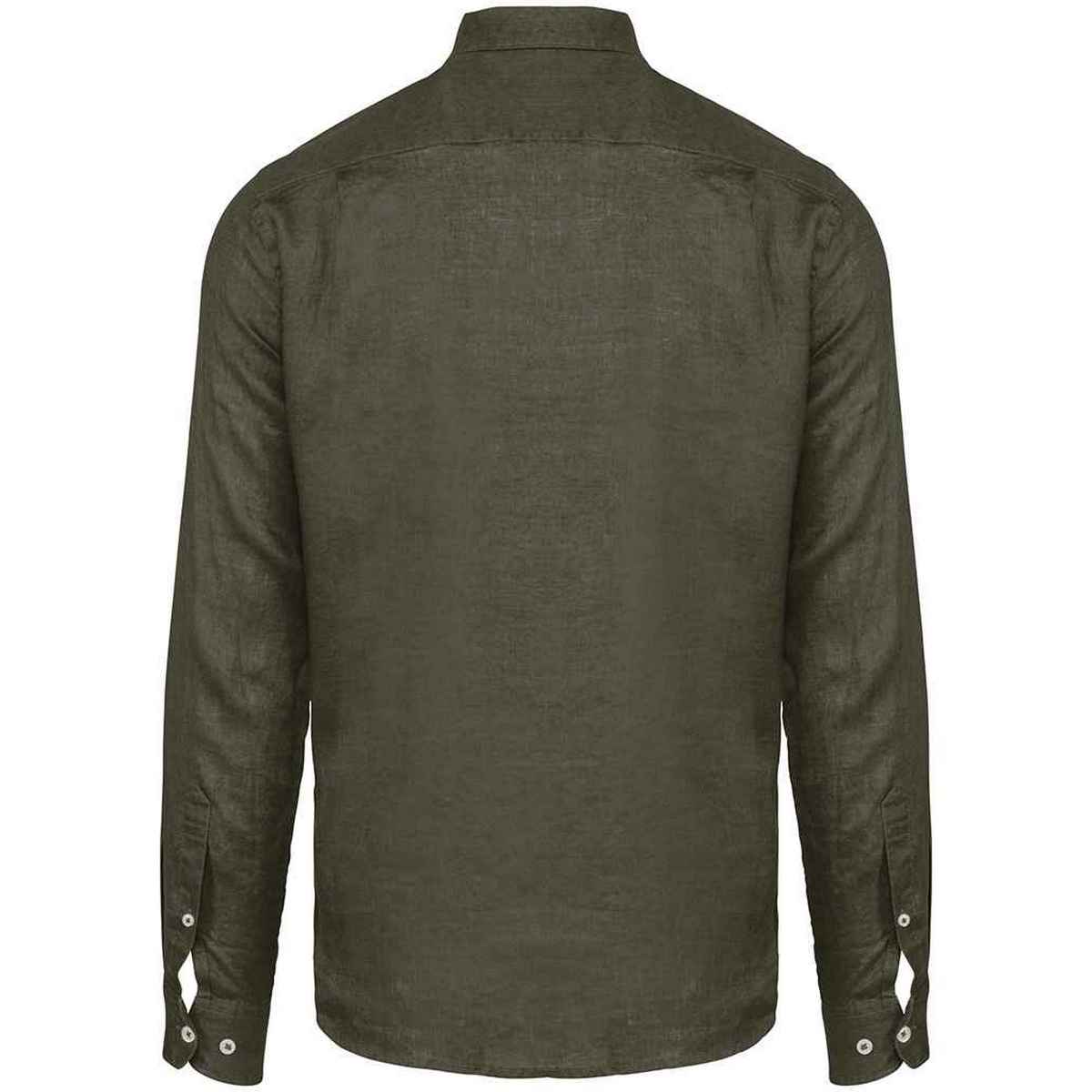 Organic Khaki - Back - Spasso Mens Linen Long-Sleeved Shirt