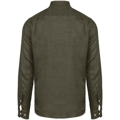 Organic Khaki - Back - Spasso Mens Linen Long-Sleeved Shirt