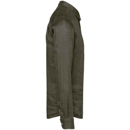Organic Khaki - Side - Spasso Mens Linen Long-Sleeved Shirt