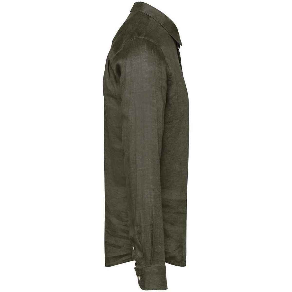 Organic Khaki - Side - Spasso Mens Linen Long-Sleeved Shirt