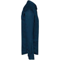 Peacock Blue - Side - Spasso Mens Linen Long-Sleeved Shirt