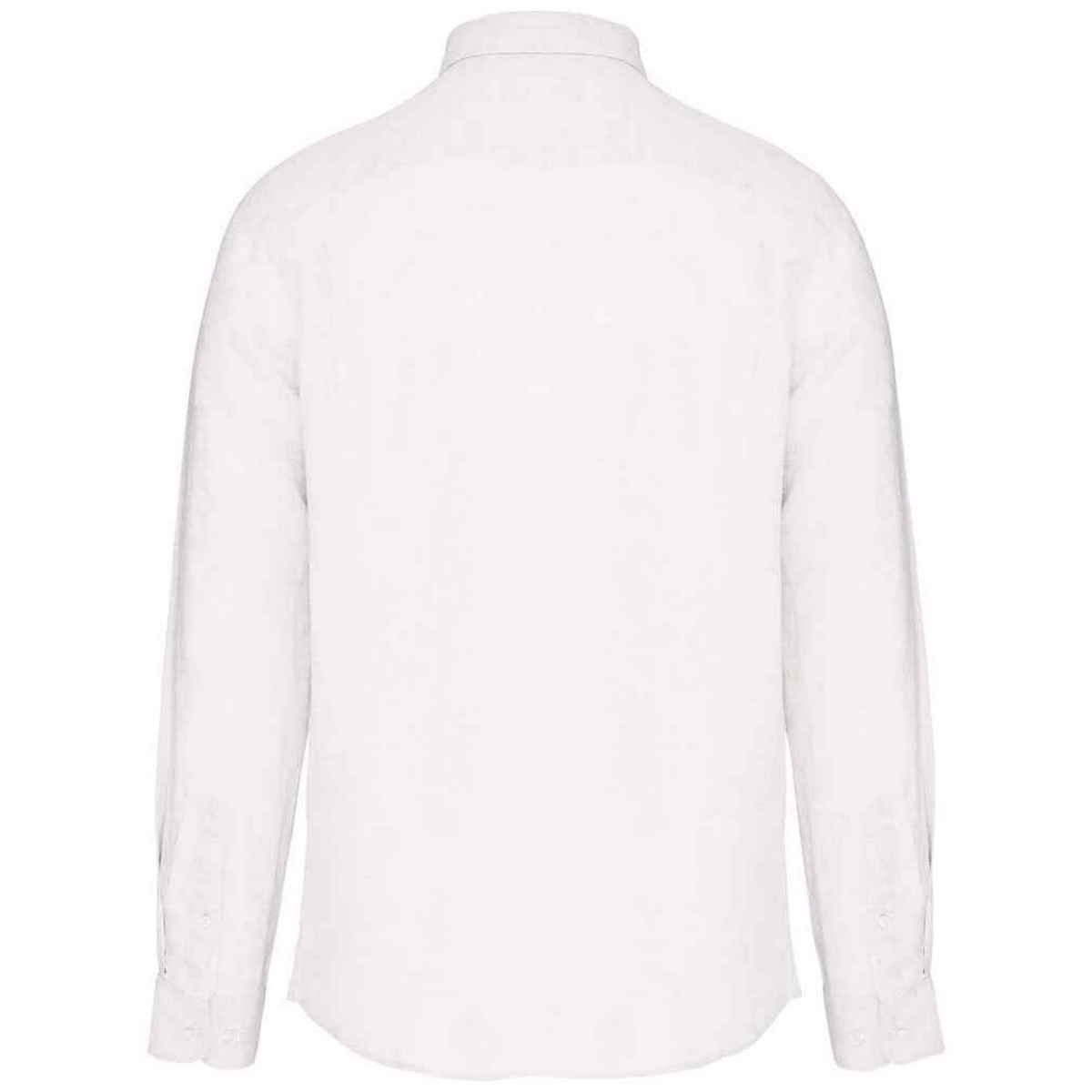 White - Back - Spasso Mens Linen Long-Sleeved Shirt