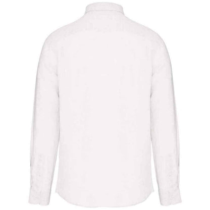 White - Back - Spasso Mens Linen Long-Sleeved Shirt