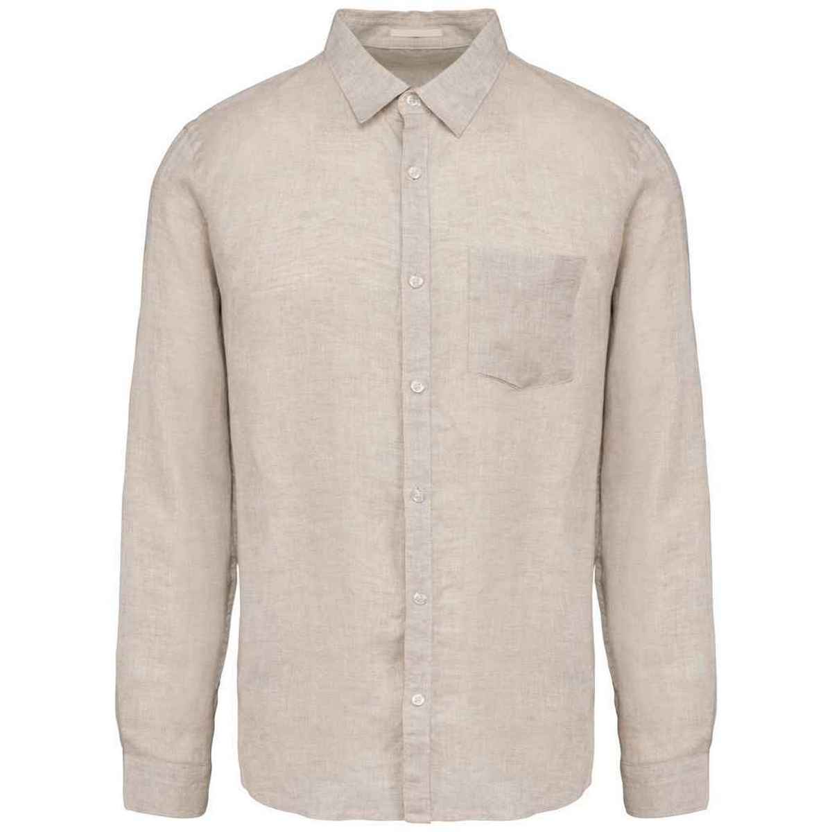 Linen - Front - Spasso Mens Linen Long-Sleeved Shirt