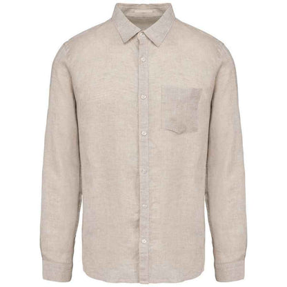 Linen - Front - Spasso Mens Linen Long-Sleeved Shirt