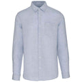 Linen Blue - Front - Spasso Mens Linen Long-Sleeved Shirt