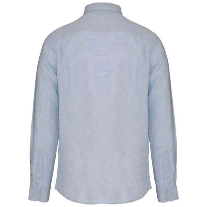 Linen Blue - Back - Spasso Mens Linen Long-Sleeved Shirt