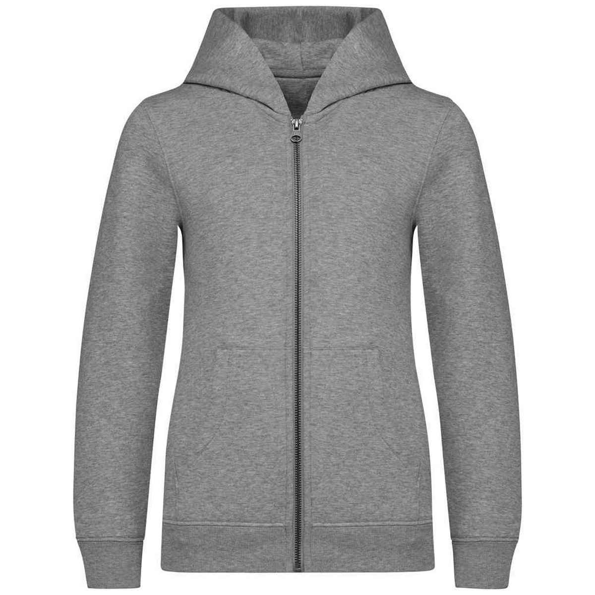 Moon Grey Heather - Front - Native Spirit Childrens-Kids Full Zip Hoodie