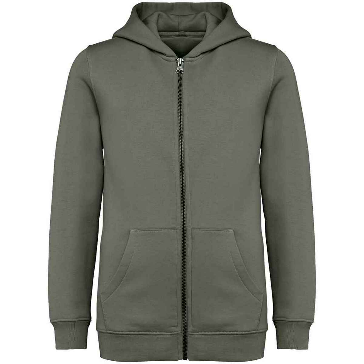 Organic Khaki - Front - Native Spirit Childrens-Kids Full Zip Hoodie