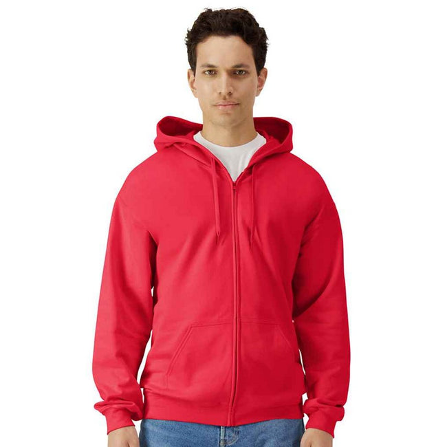 Red - Side - Gildan Unisex Adult Softstyle Midweight Full Zip Hoodie