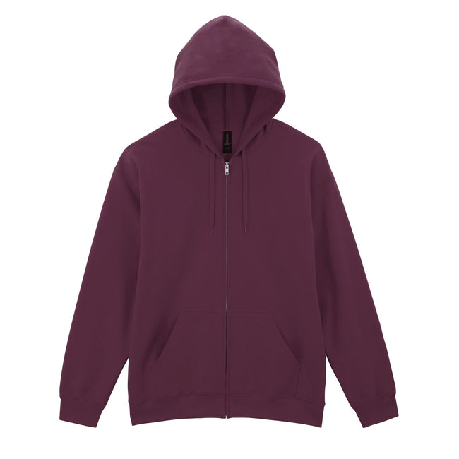 Maroon - Front - Gildan Unisex Adult Softstyle Midweight Full Zip Hoodie