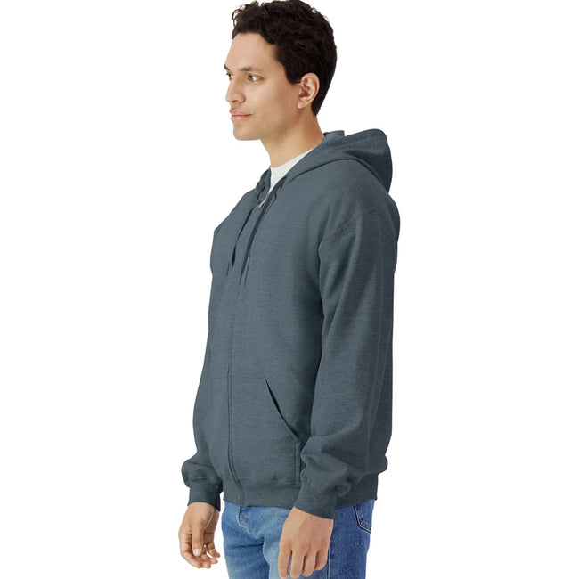 Dark Heather - Side - Gildan Unisex Adult Softstyle Midweight Full Zip Hoodie