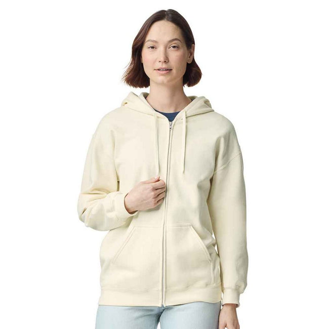 Off White - Side - Gildan Unisex Adult Softstyle Midweight Full Zip Hoodie