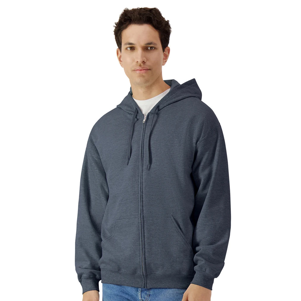 Dark Heather - Front - Gildan Unisex Adult Softstyle Midweight Full Zip Hoodie