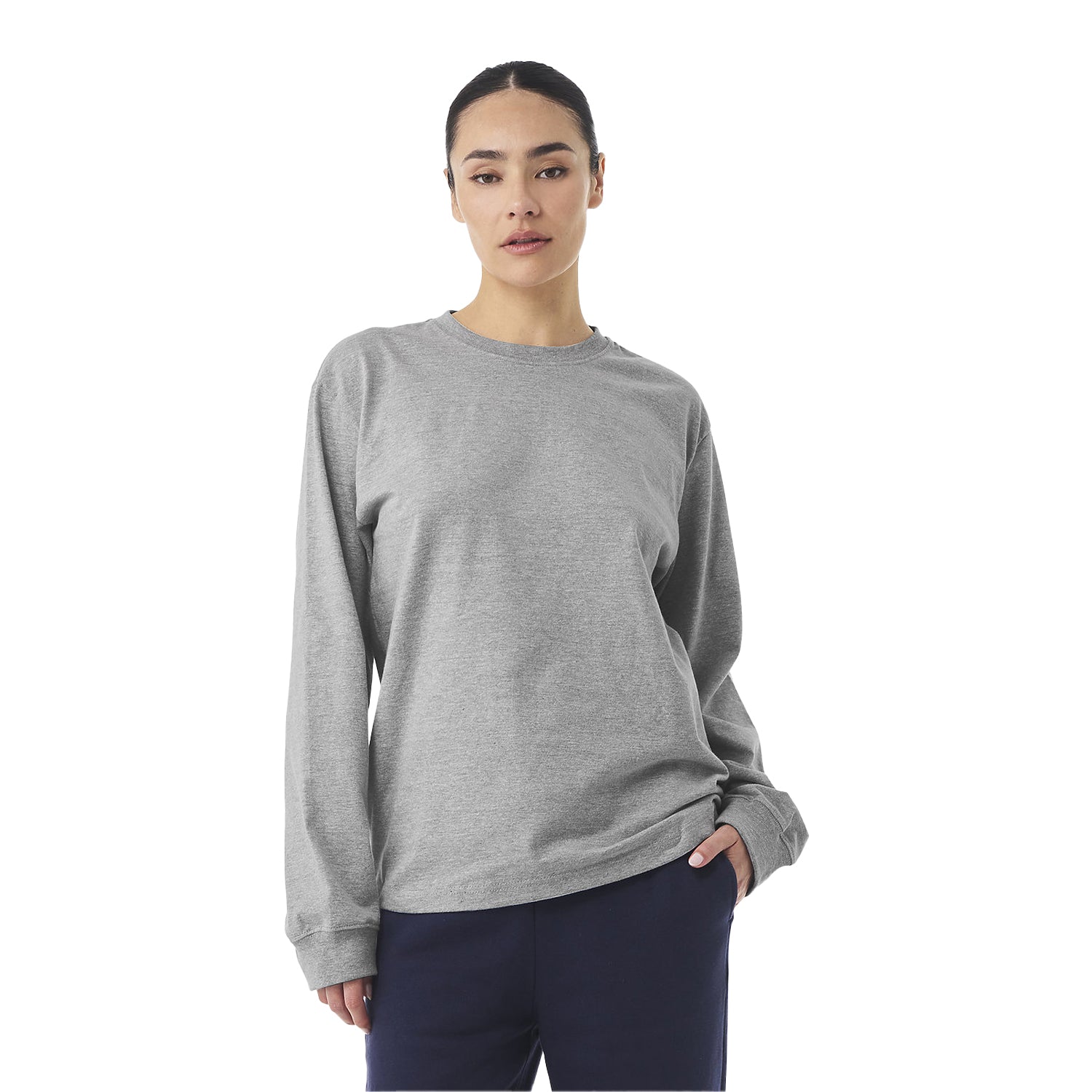 Athletic Heather - Pack Shot - Bella + Canvas Unisex Adult Heavyweight Boxy Long-Sleeved T-Shirt