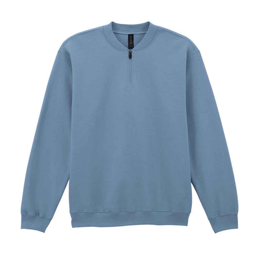 Stone Blue - Front - Gildan Unisex Adult Midweight Quarter Zip Sweatshirt