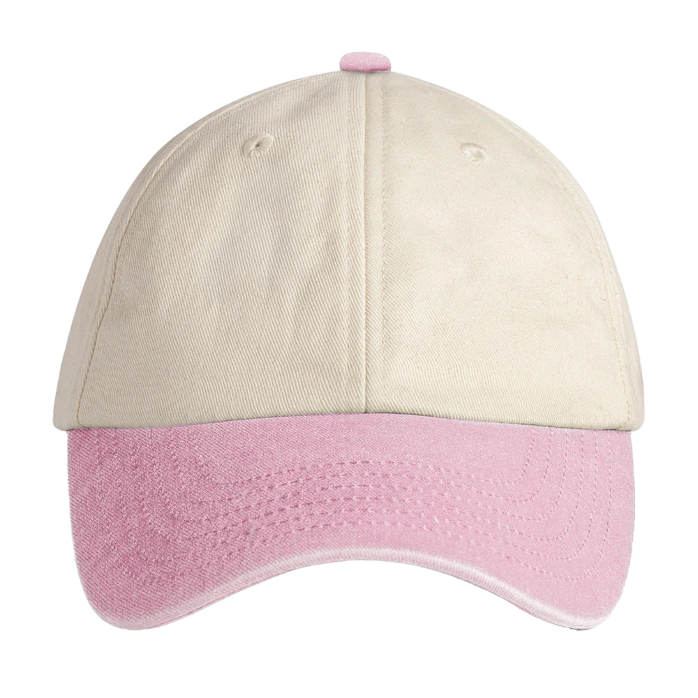 Natural-Vintage Dusky Pink - Side - Beechfield Unisex Adult Contrast Low Profile Baseball Cap