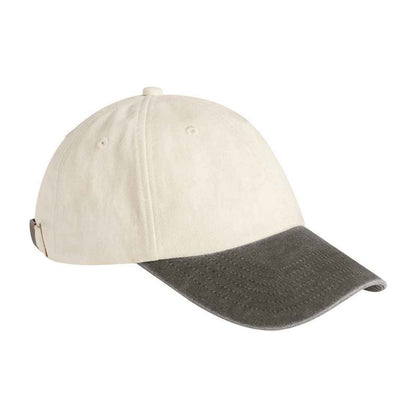 Vintage Brown-Natural - Front - Beechfield Unisex Adult Contrast Low Profile Baseball Cap