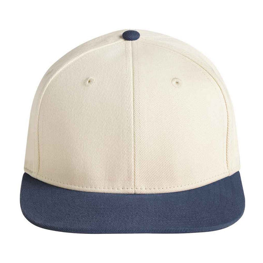 Natural-Navy - Front - Beechfield Contrast Flat Peak Baseball Cap