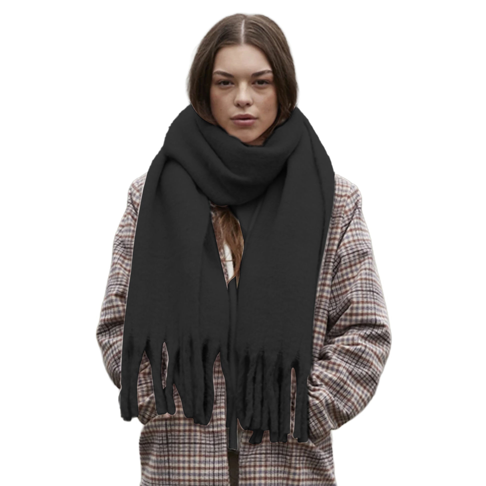 Black - Back - Beechfield Fluffy Scarf
