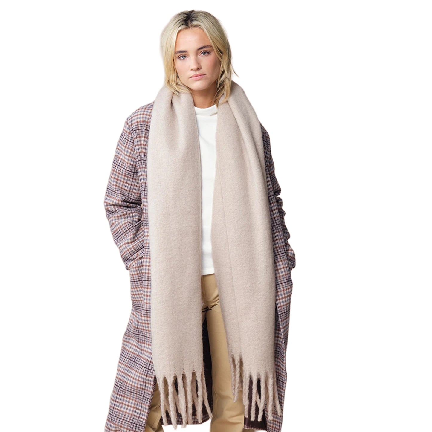 Natural Stone - Back - Beechfield Fluffy Scarf