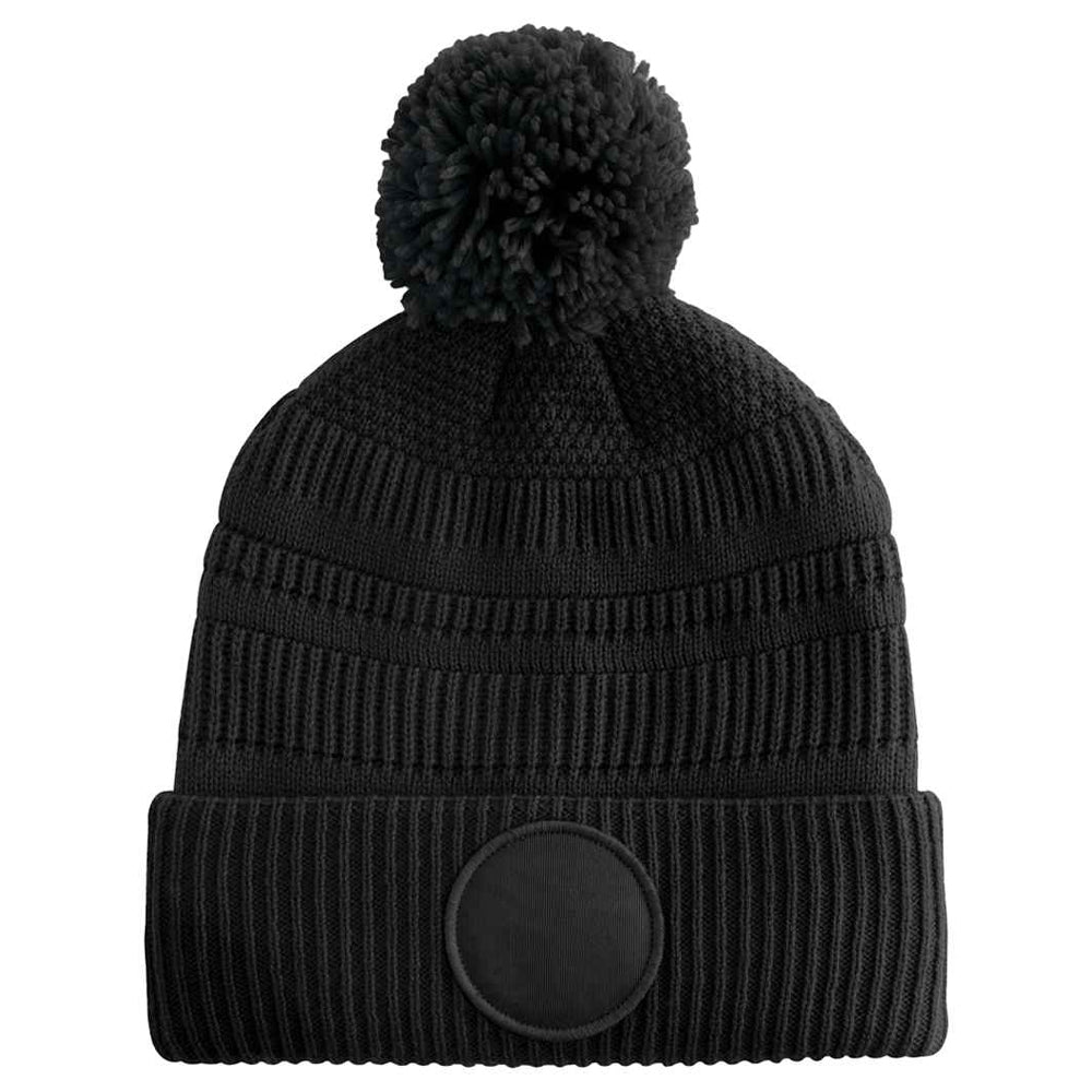 Black - Back - Beechfield Mens Patch Beanie