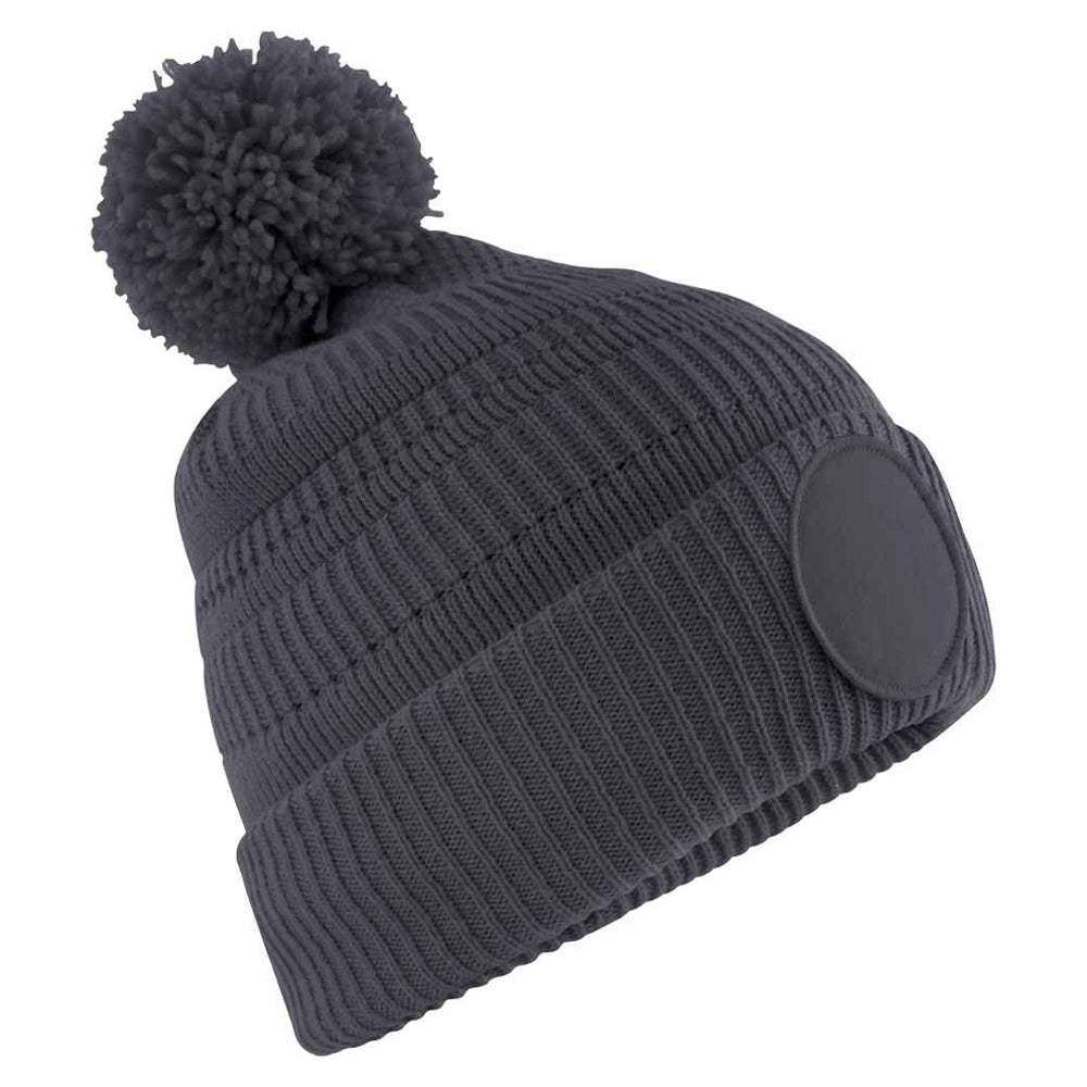 Graphite Grey - Front - Beechfield Mens Patch Beanie