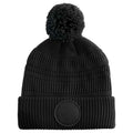 Black - Back - Beechfield Mens Patch Beanie
