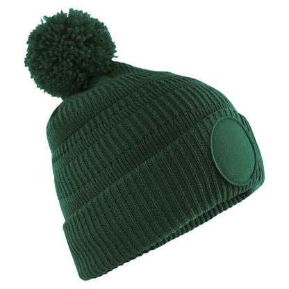 Bottle Green - Front - Beechfield Mens Patch Beanie