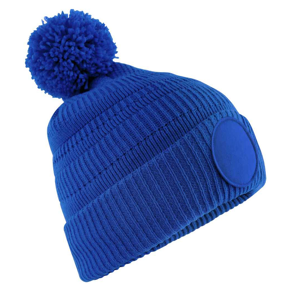 Bright Royal - Front - Beechfield Mens Patch Beanie