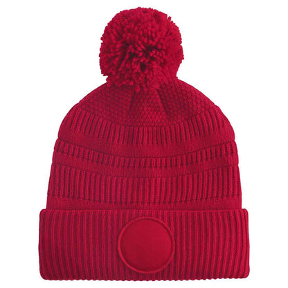 Classic Red - Back - Beechfield Mens Patch Beanie