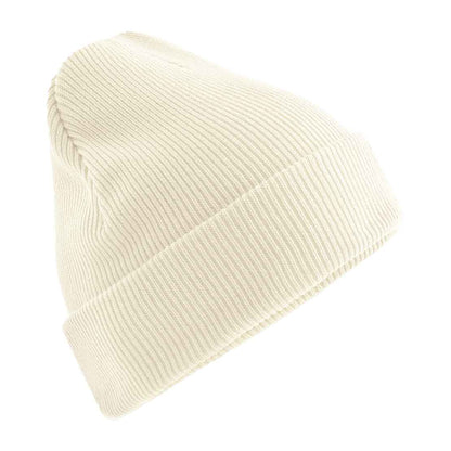 Off White - Front - Beechfield Unisex Adult Cuffed Organic Cotton Heavyweight Beanie