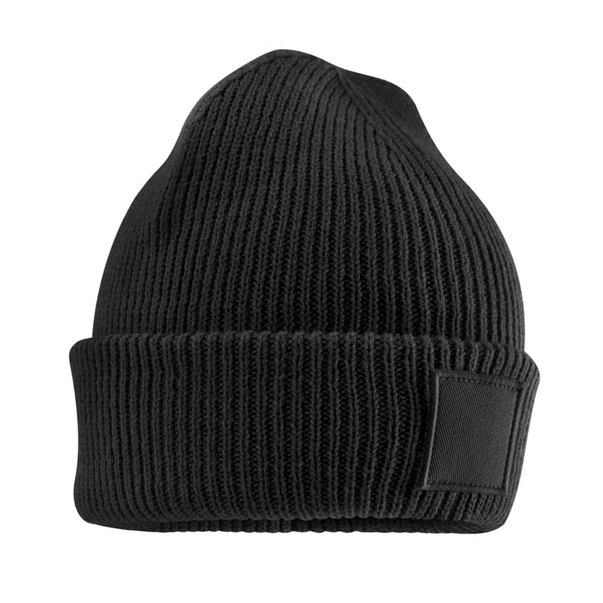 Black - Back - Beechfield Childrens-Kids Cuffed Tonal Patch Beanie