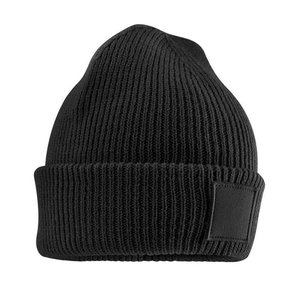 Black - Back - Beechfield Childrens-Kids Cuffed Tonal Patch Beanie