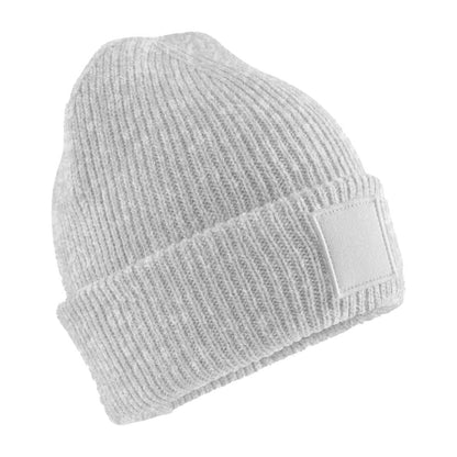 Cloud Grey - Front - Beechfield Childrens-Kids Cuffed Tonal Patch Beanie