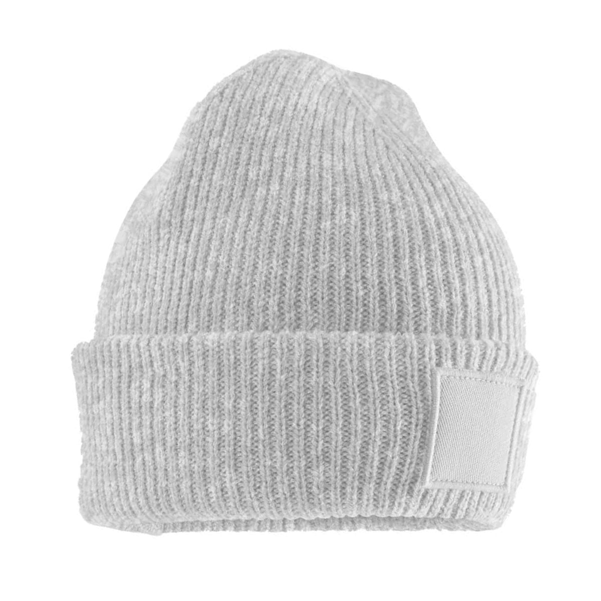 Cloud Grey - Back - Beechfield Childrens-Kids Cuffed Tonal Patch Beanie