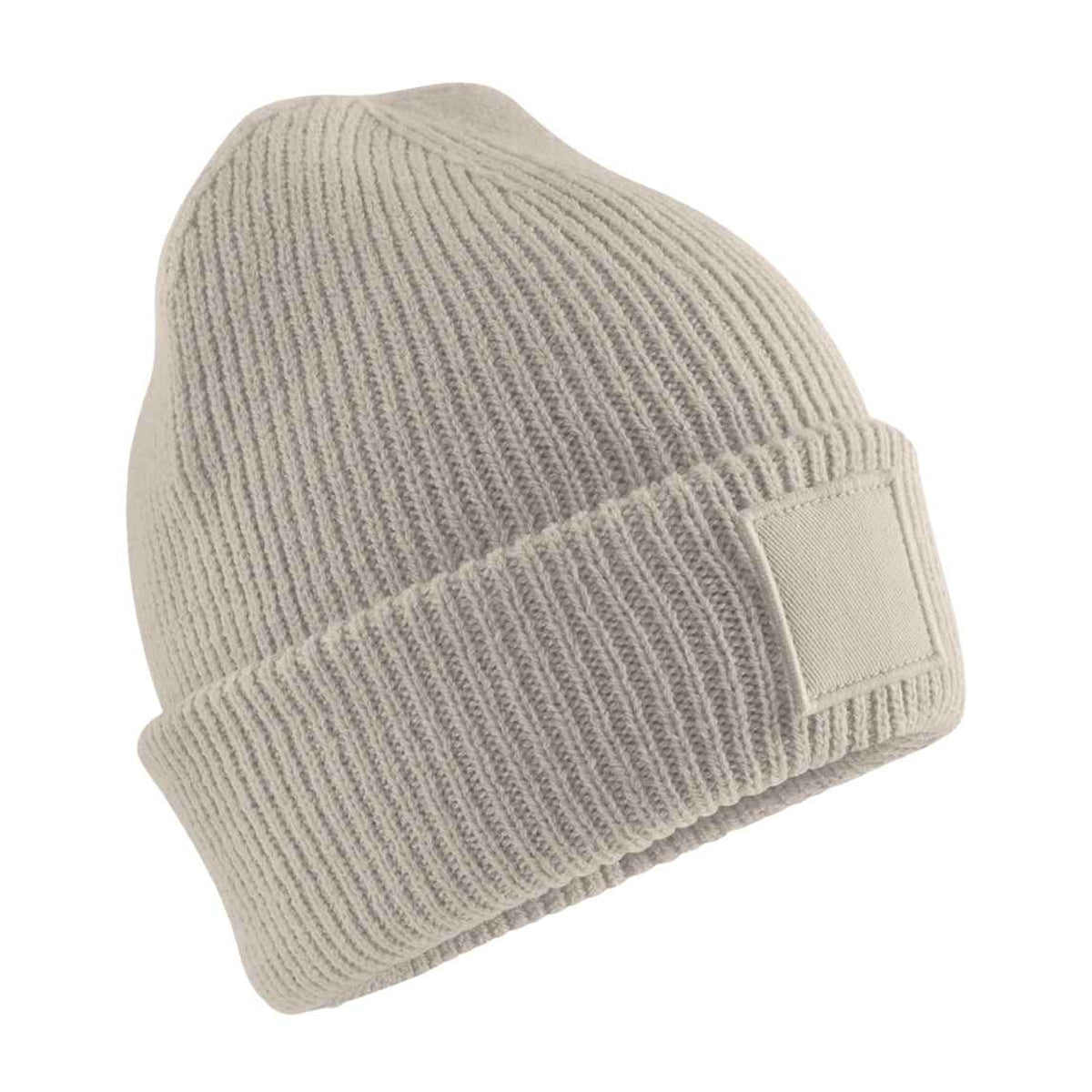 Natural Stone - Front - Beechfield Childrens-Kids Cuffed Tonal Patch Beanie