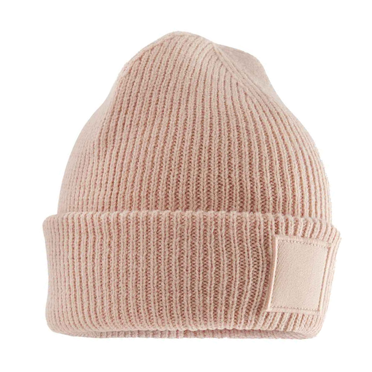 Peach - Back - Beechfield Childrens-Kids Cuffed Tonal Patch Beanie