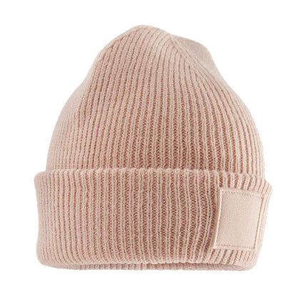 Peach - Back - Beechfield Childrens-Kids Cuffed Tonal Patch Beanie