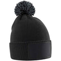 Black-Graphite Grey - Front - Beechfield Childrens-Kids Snowstar Patch Beanie