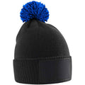 Black-Bright Royal - Front - Beechfield Childrens-Kids Snowstar Patch Beanie