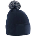 French Navy-Light Grey - Front - Beechfield Childrens-Kids Snowstar Patch Beanie