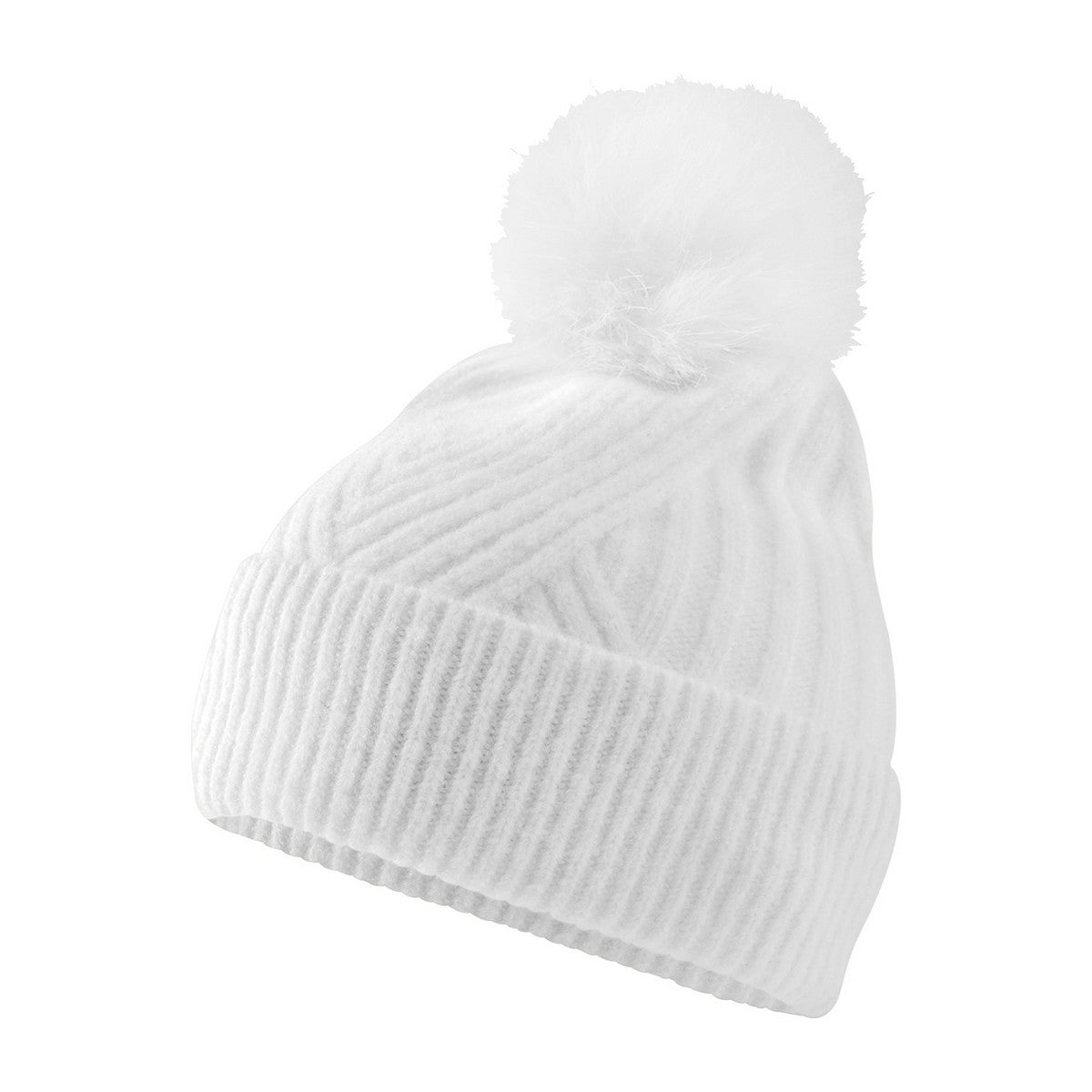 White - Back - Beechfield Womens-Ladies Snow Luxe Beanie