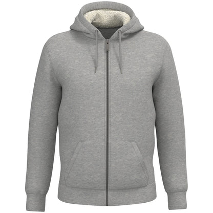 Moon Grey Heather - Front - Native Spirit Unisex Adult Sherpa Lined Full Zip Jacket