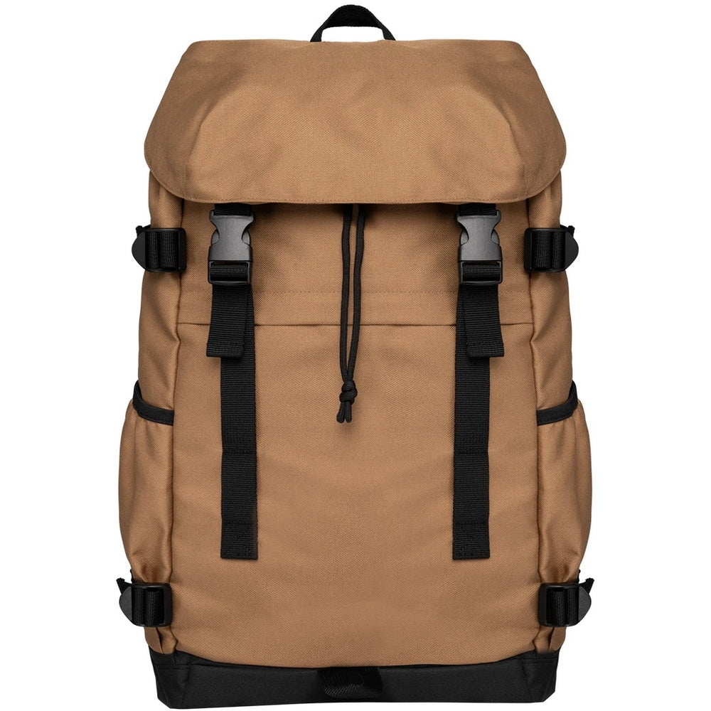 Dark Camel-Black - Front - Native Spirit Plain Recycled Polyester Backpack