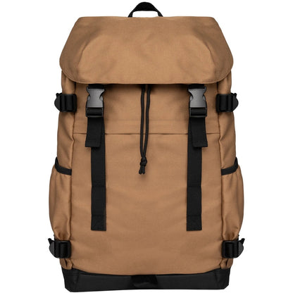 Dark Camel-Black - Front - Native Spirit Plain Recycled Polyester Backpack