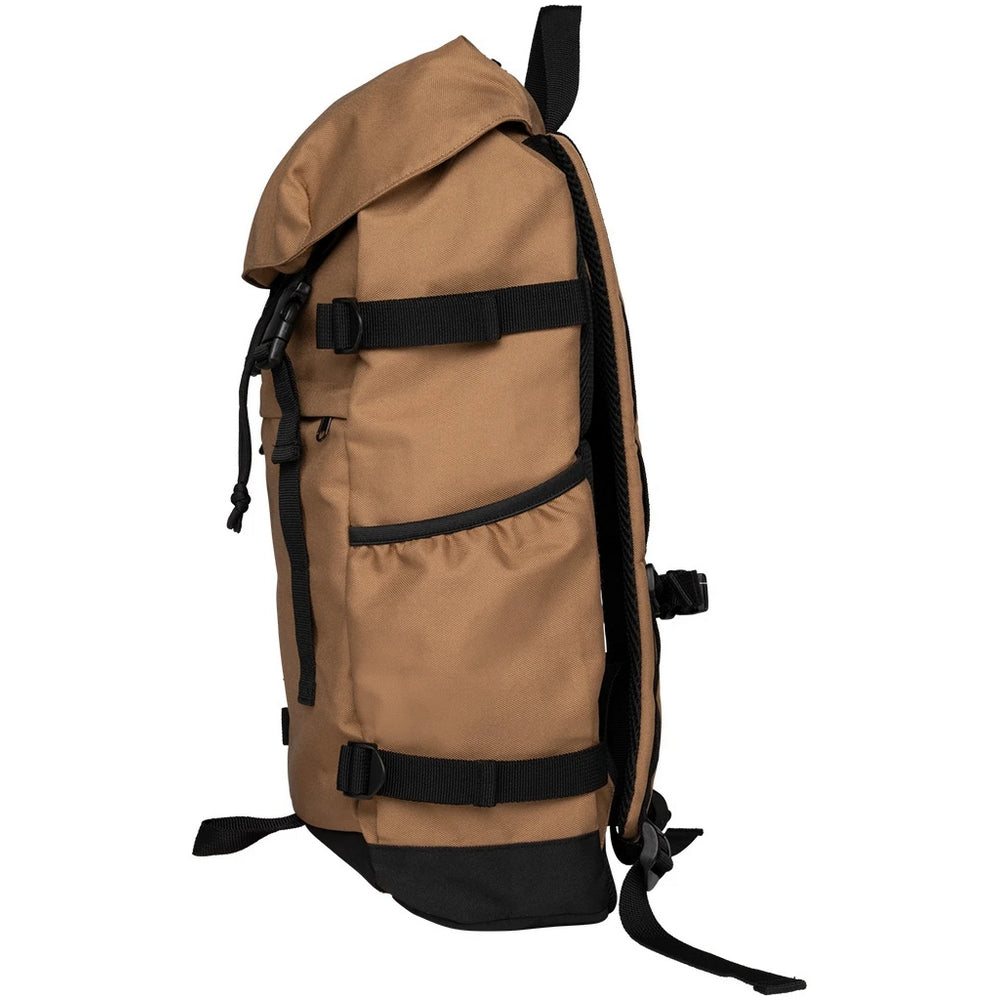Dark Camel-Black - Side - Native Spirit Plain Recycled Polyester Backpack