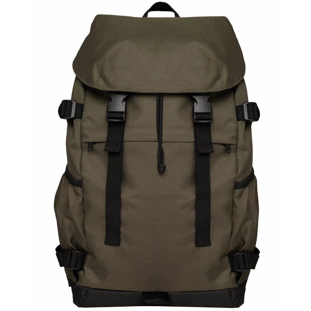 Organic Khaki-Black - Front - Native Spirit Plain Recycled Polyester Backpack